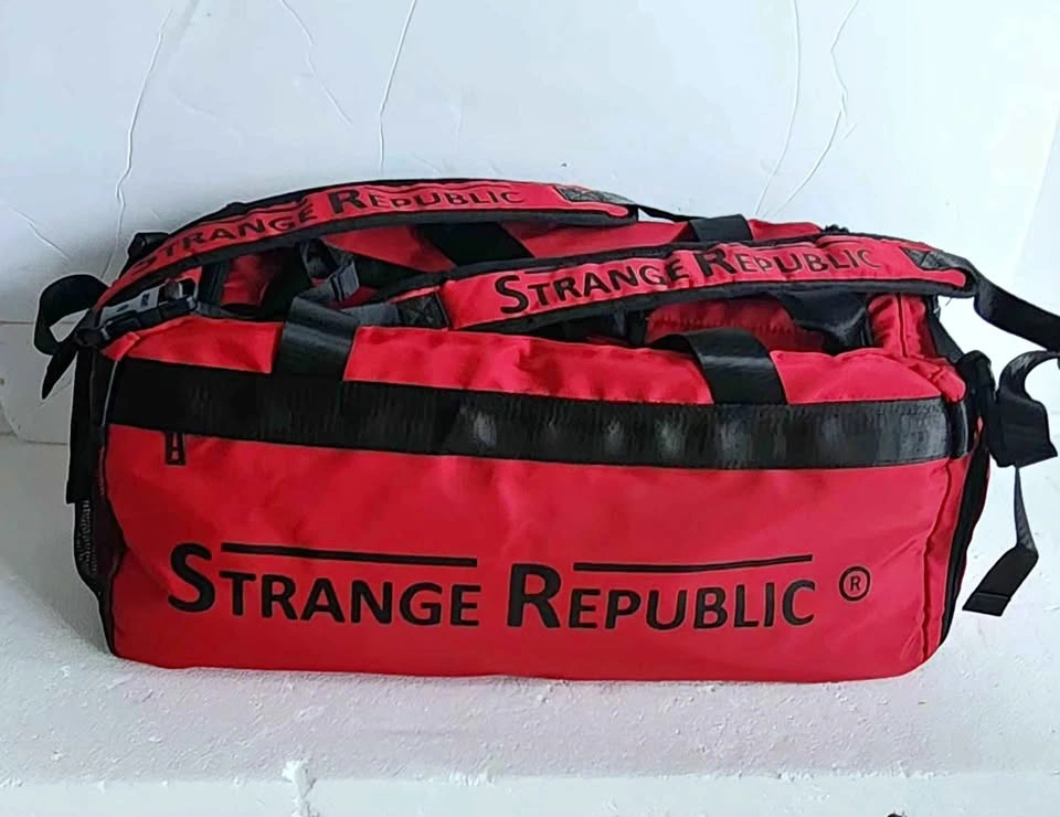 Strange Republic Red and Black Duffle Bag