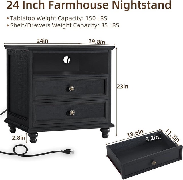 24” Farmhouse Side Table / Nightstand - photo 2