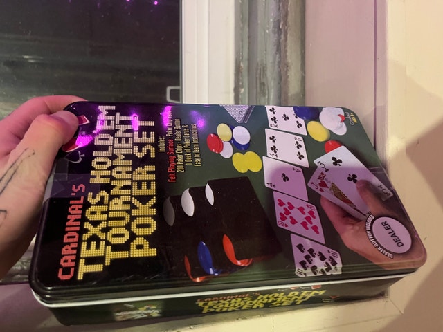 Poker game with table cloth