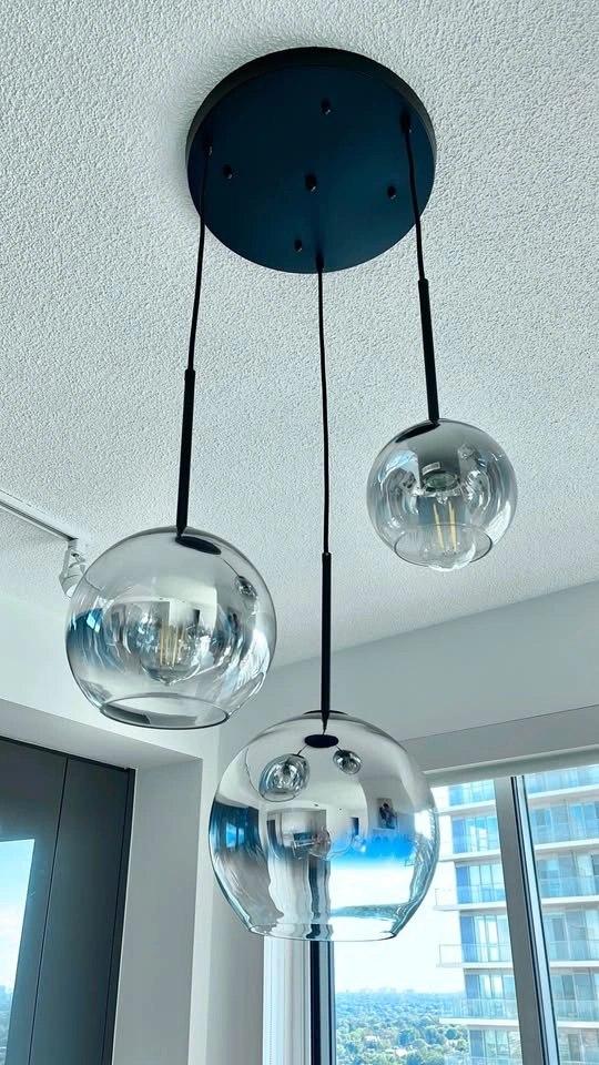 Beautiful modern 3-Light gradient silver Glass Globe Pendant Cha - photo 2