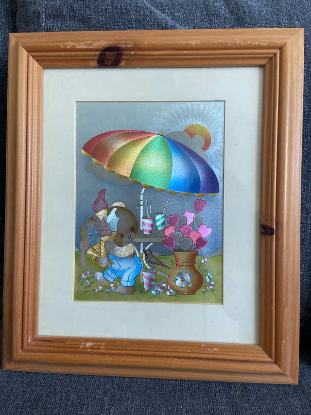 Vintage Dufex Foil Art Teddy Bear Framed Prints - Set Of 4 - photo 2