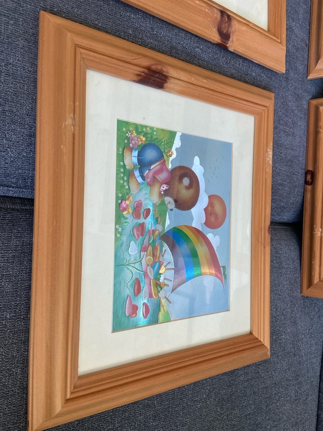 Vintage Dufex Foil Art Teddy Bear Framed Prints - Set Of 4 - photo 5