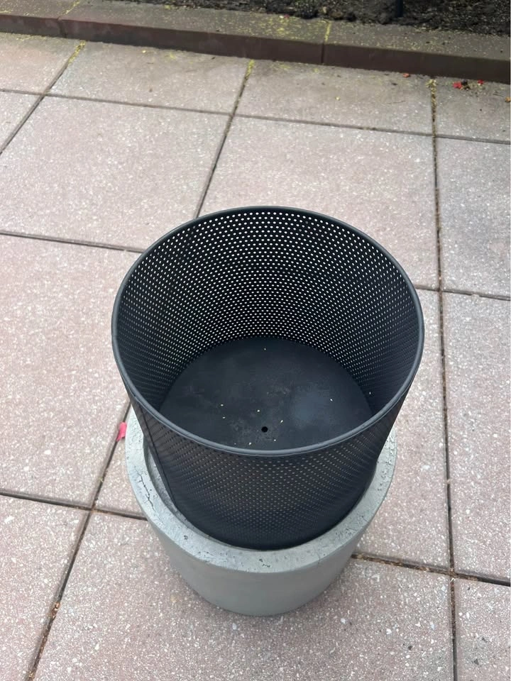 Gray Concrete Fire pit with Black Metal - photo 2