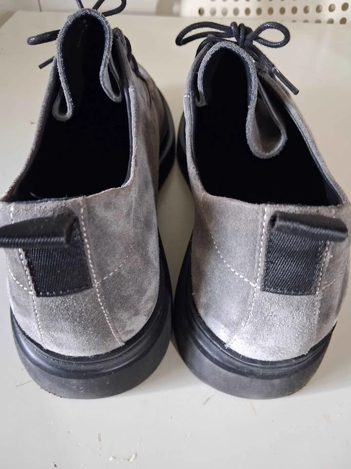Italian Made Gray Suede Lace-up Shoes EXTRALIGHT Sole Size 45 - photo 2