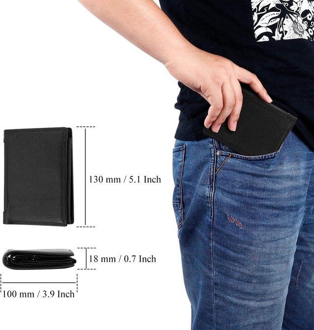 Trifold Billfold RFID Blocking Cowhide Leather Wallet Men 10 Car - photo 2