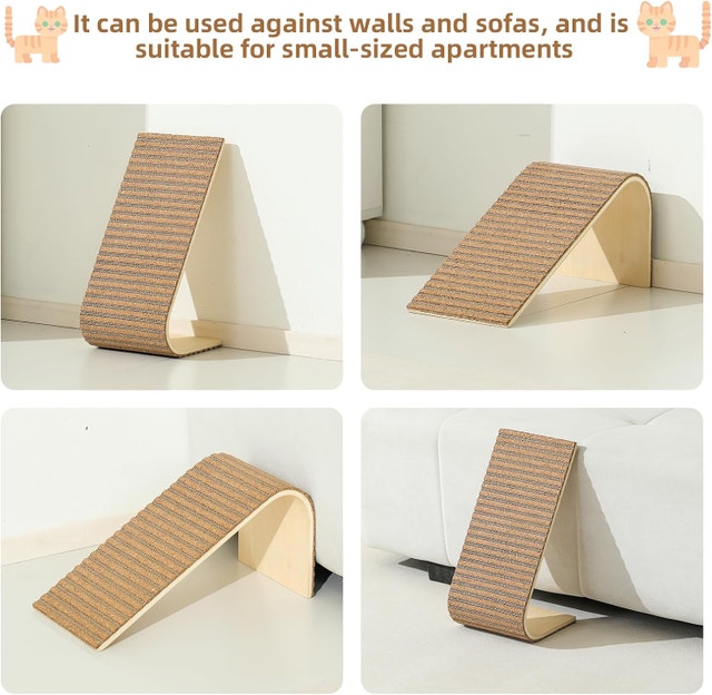 Natural Cork L-Shaped Cat Scratcher, Eco-Friendly Corrugated - photo 2