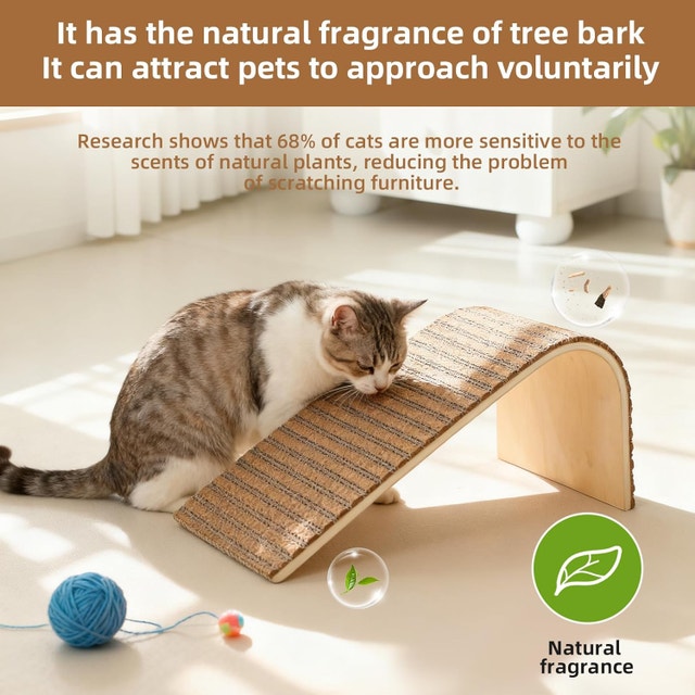 Natural Cork L-Shaped Cat Scratcher, Eco-Friendly Corrugated - photo 5