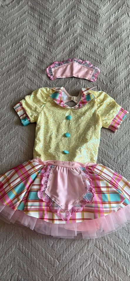 Revolution Dancewear RC20923 Yellow Pink Plaid Sequin Dance Cost