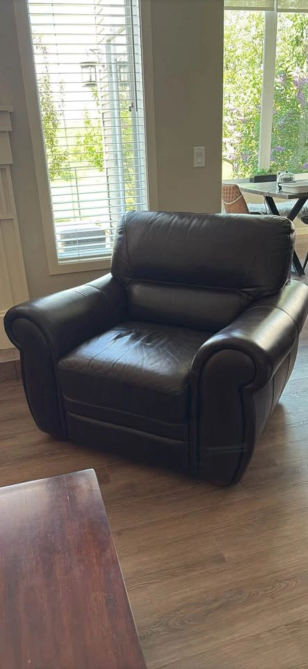 Lazy Boy Genuine leather Couch with matching chair - photo 2