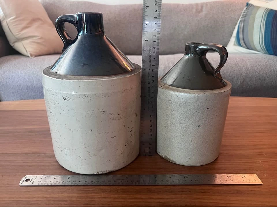 Antique American Stoneware Whiskey Jugs - Pair - photo 5