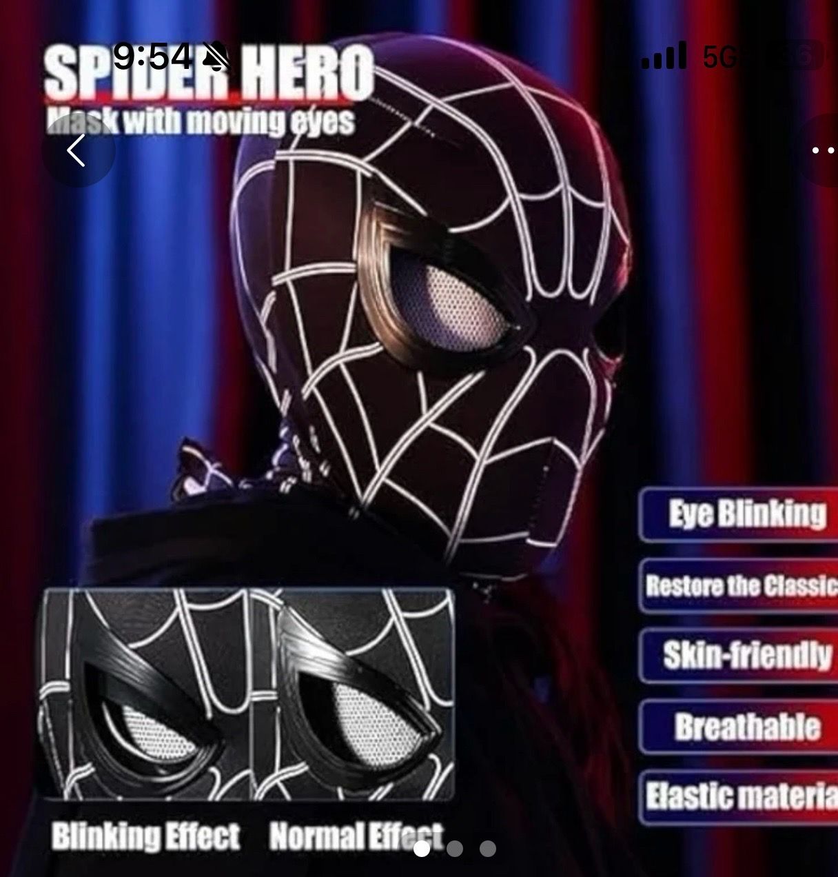 Spider-Man Full Face Costume Mask w/ Lens Eyes Adjustable - photo 2