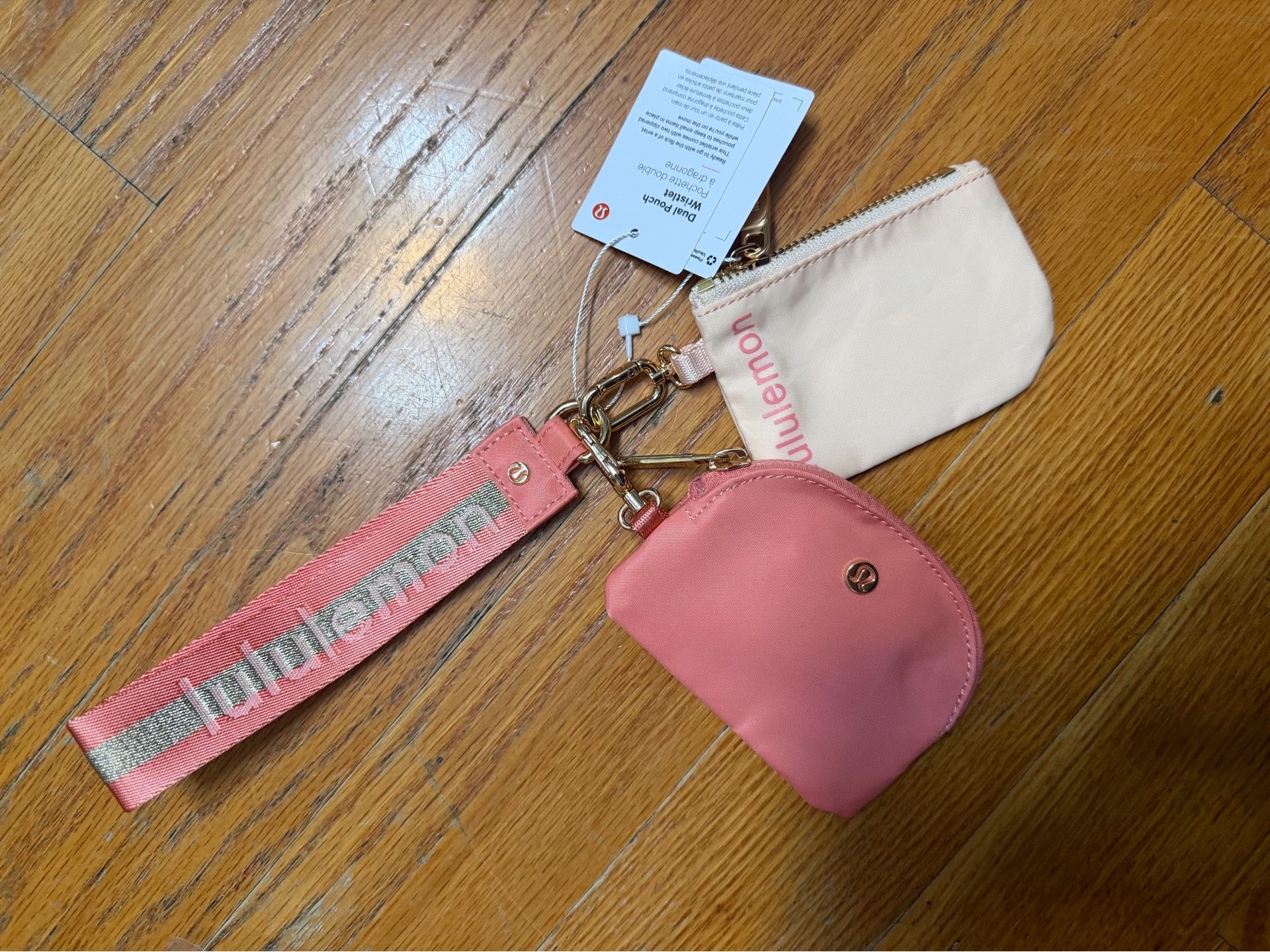 Lululemon dual pouch wristlet, key coin pocket, brand new