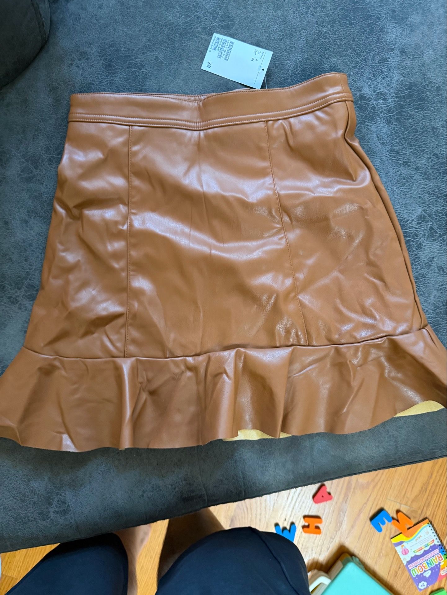 H&M Brown Faux Leather Mini Skirt Size 4