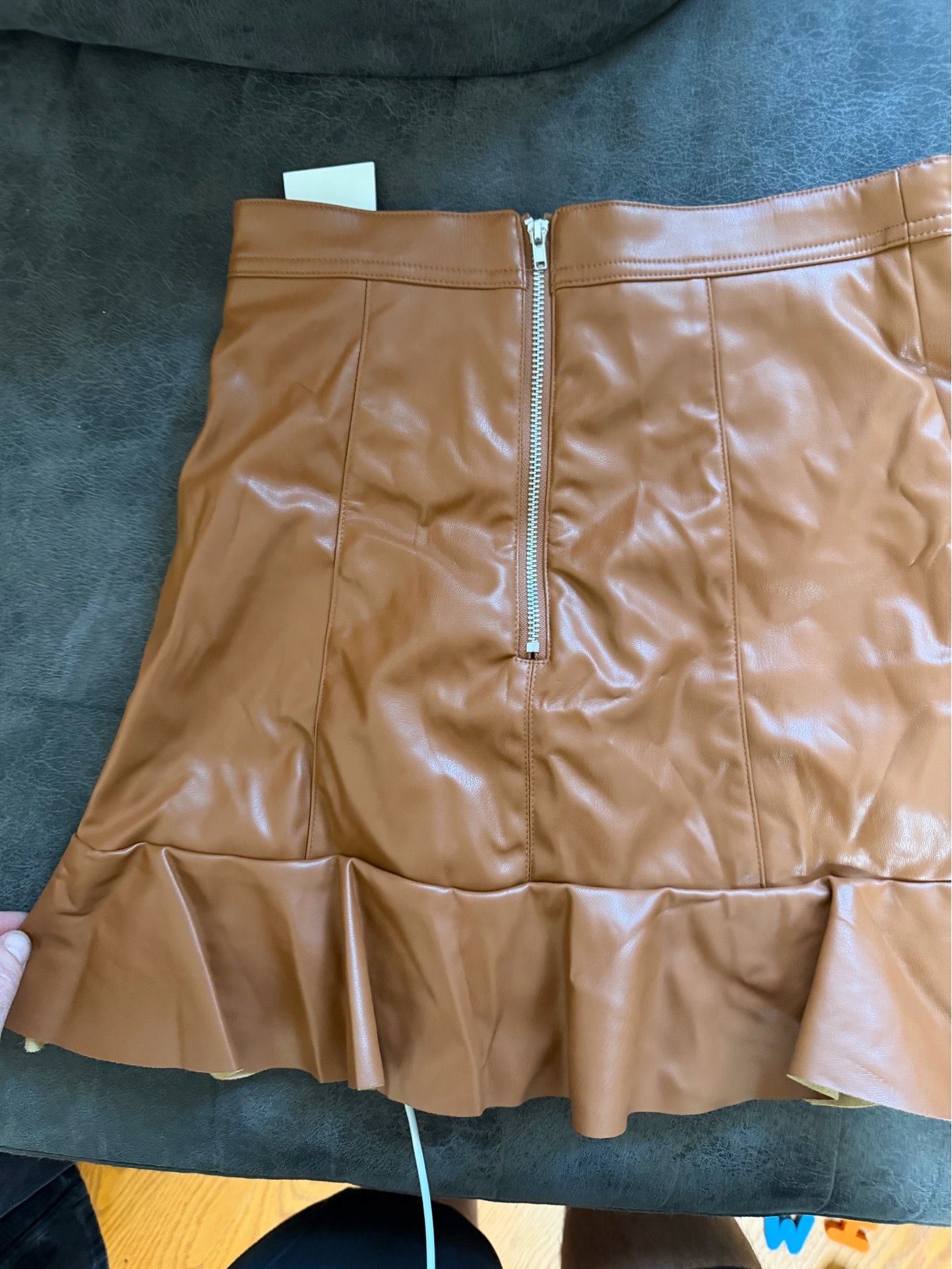 H&M Brown Faux Leather Mini Skirt Size 4 - photo 2