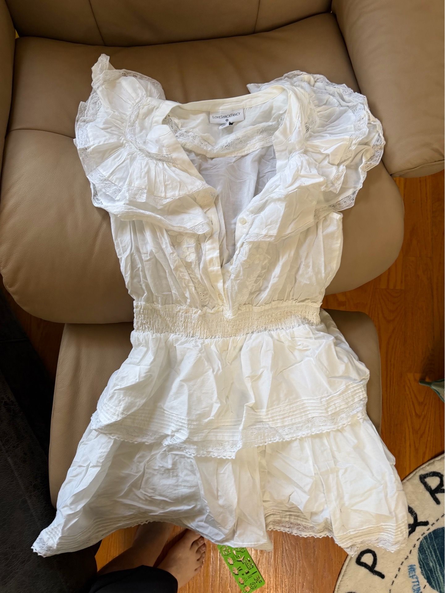 LoveShackFancy x Target White Lace Ruffle Romper Size S