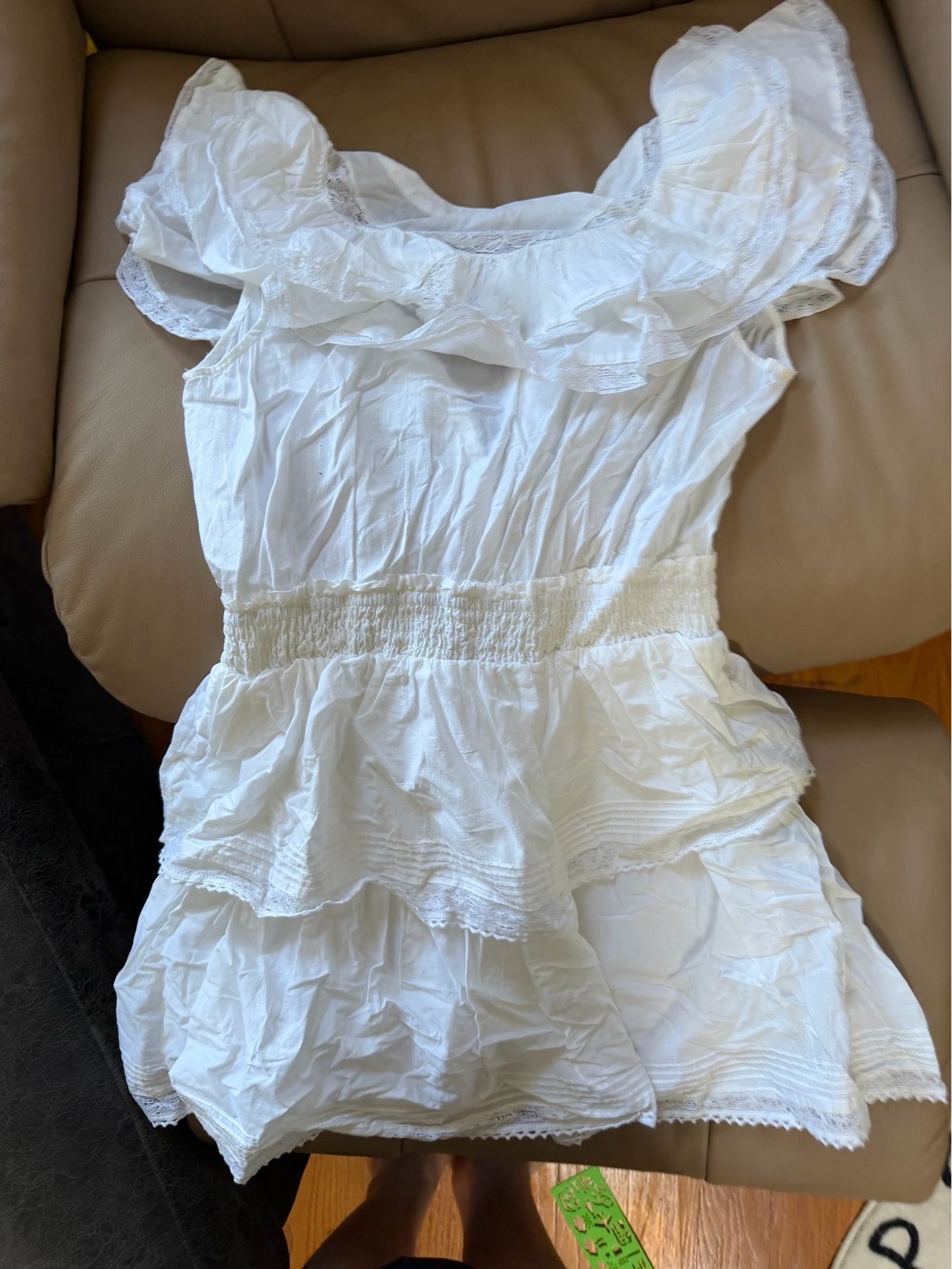 LoveShackFancy x Target White Lace Ruffle Romper Size S - photo 3