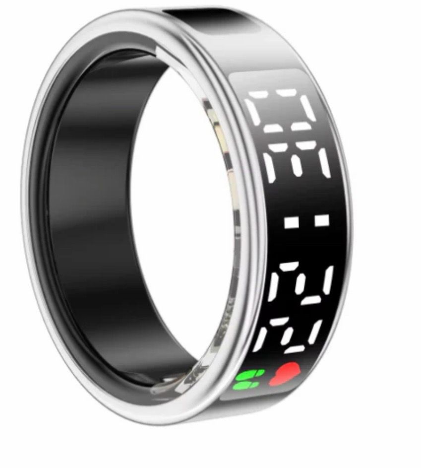 SR08 Smart Ring Size 11 Silver Band Android iOS