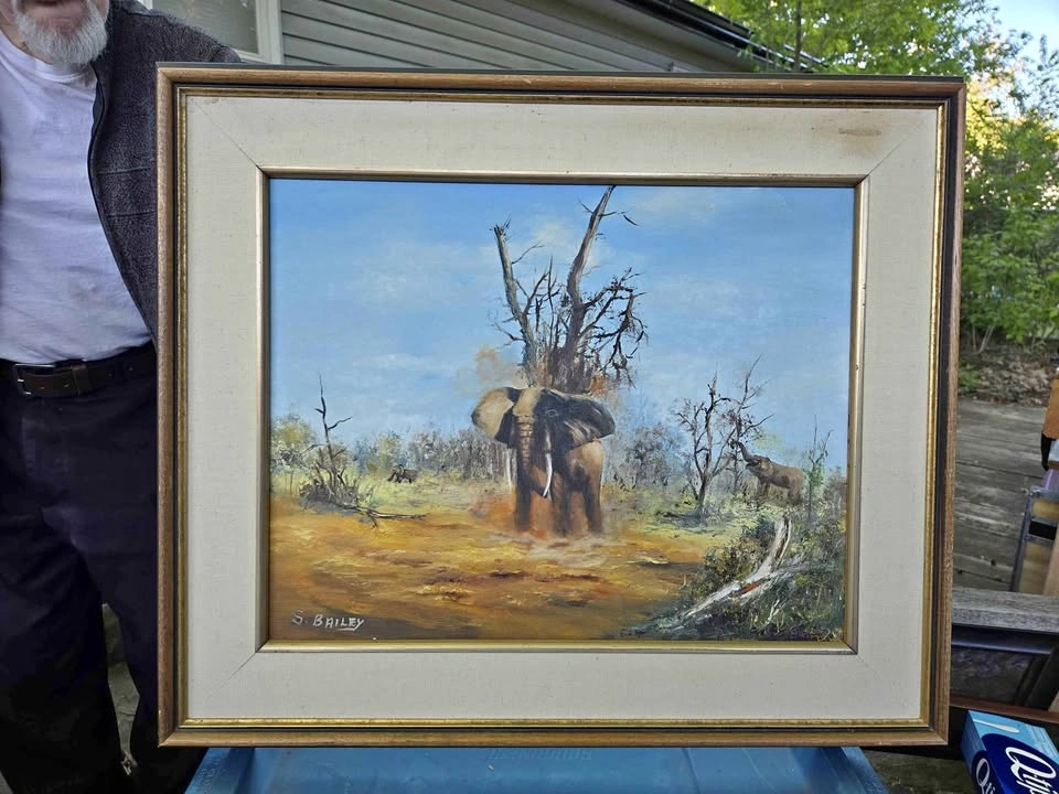 Elephant Painting c/w Frame