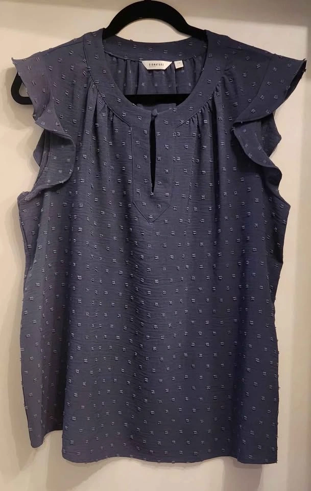 Blue Flutter Sleeve Blouse - photo 3