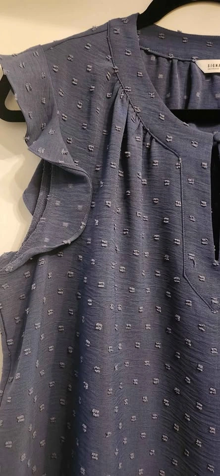 Blue Flutter Sleeve Blouse - photo 4