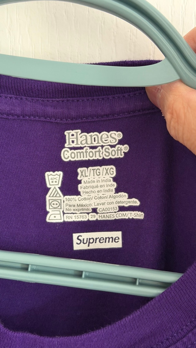 Supreme Hanes Tagless Tee Purple XL - photo 2