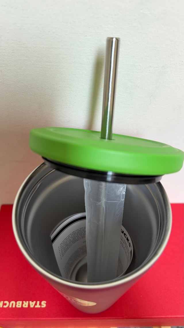 Starbucks Pink Green Stainless Steel Tumbler with Straws - photo 2