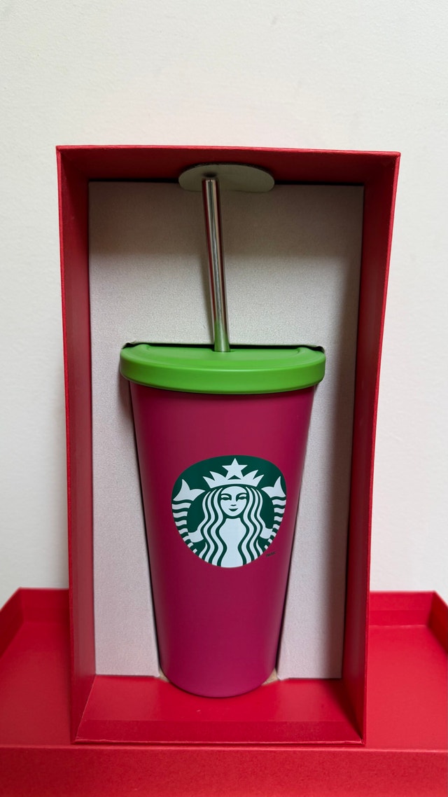 Starbucks Pink Green Stainless Steel Tumbler with Straws - photo 4