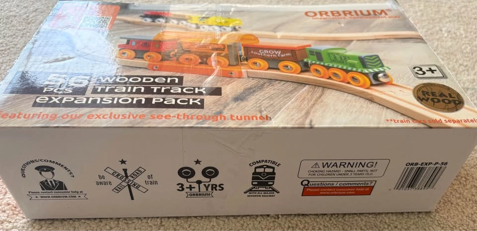 56 Piece Wooden Train Track Expansion Pack with Tunnel - photo 3
