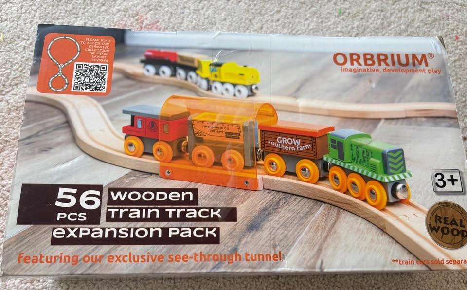 56 Piece Wooden Train Track Expansion Pack with Tunnel - photo 4