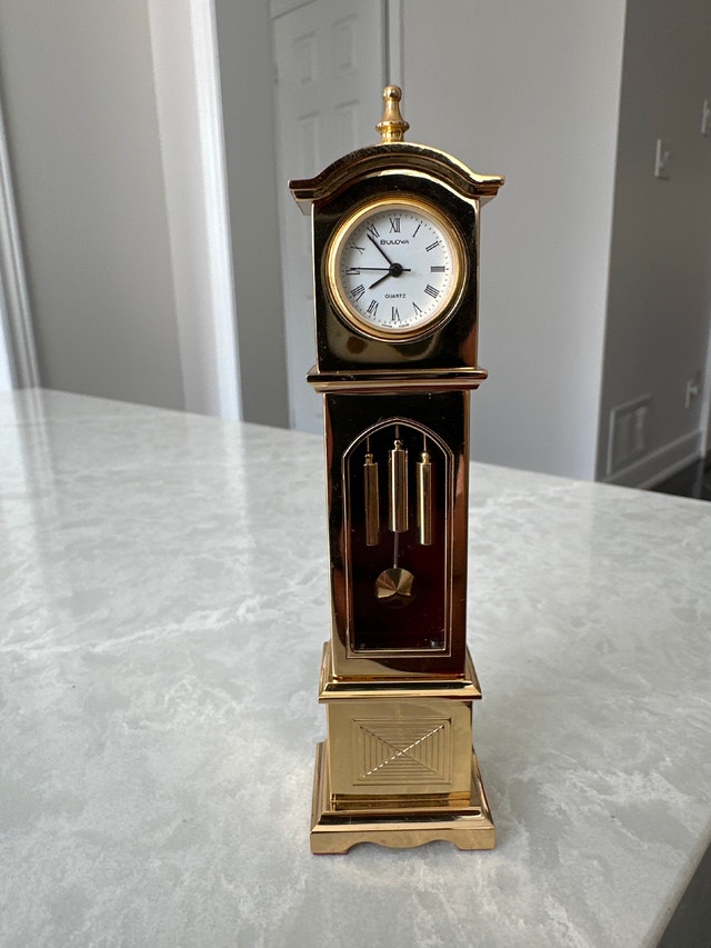 Bulova vintage Miniature Brass Grandfather Clock - photo 2
