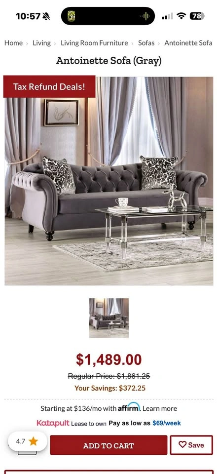 Antoinette Gray Sofa and Loveseat Set