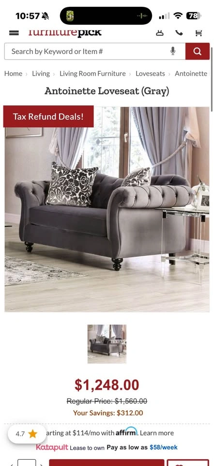 Antoinette Gray Sofa and Loveseat Set - photo 2