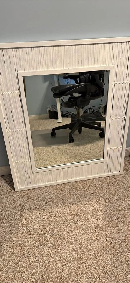 White Bamboo Framed Wall Mirror