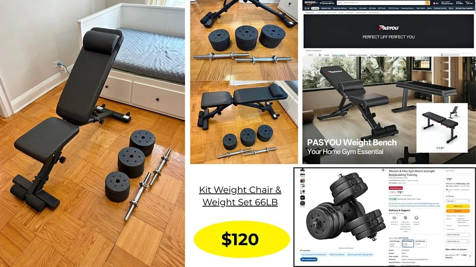 PASYOU Leg Press Machine & Yaheetech 66LB Dumbbell Set