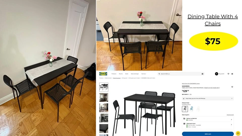 Dining Table and 4 chairs - IKEA