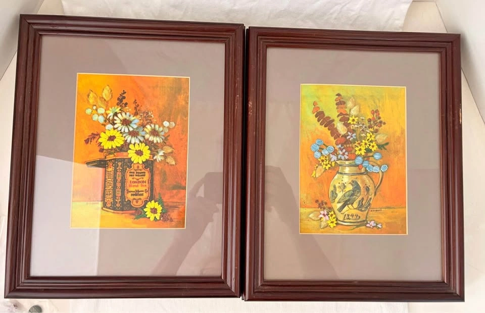 70’s Farmhouse Embroidered Orange Stitching Wall Art Set