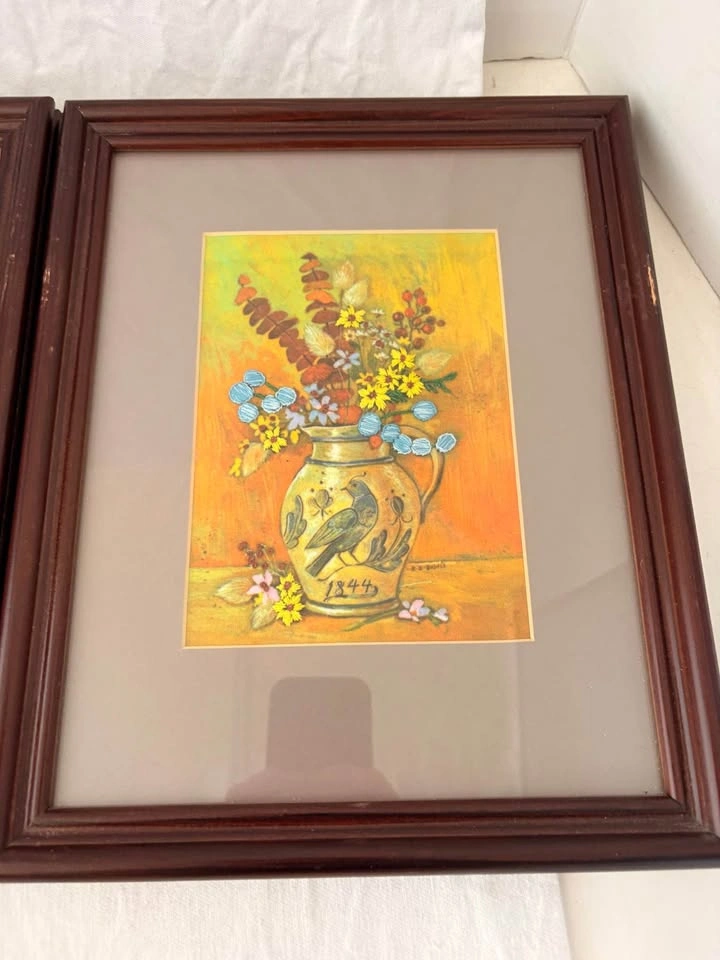 70’s Farmhouse Embroidered Orange Stitching Wall Art Set - photo 2