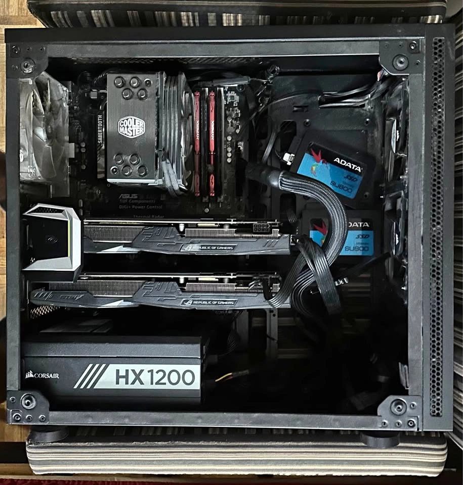 Custom Gaming PC with Dual ASUS ROG GPUs, Corsair HX1200 PSU