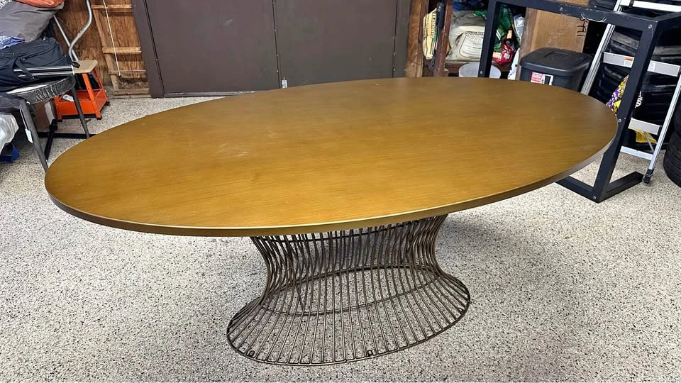 Mid Century Modern Oval Dining Table 68”
