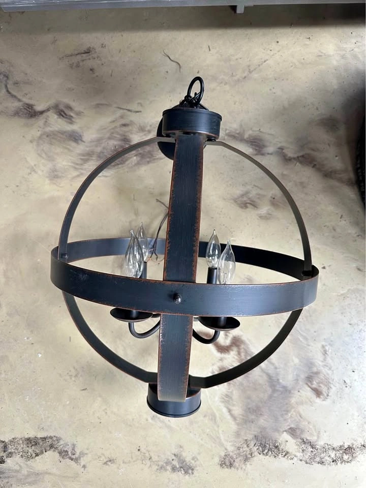 Rustic Orb Chandelier – 4 Light Oil Rubbed Bronze