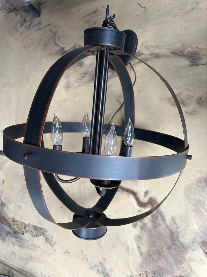 Rustic Orb Chandelier – 4 Light Oil Rubbed Bronze - photo 2