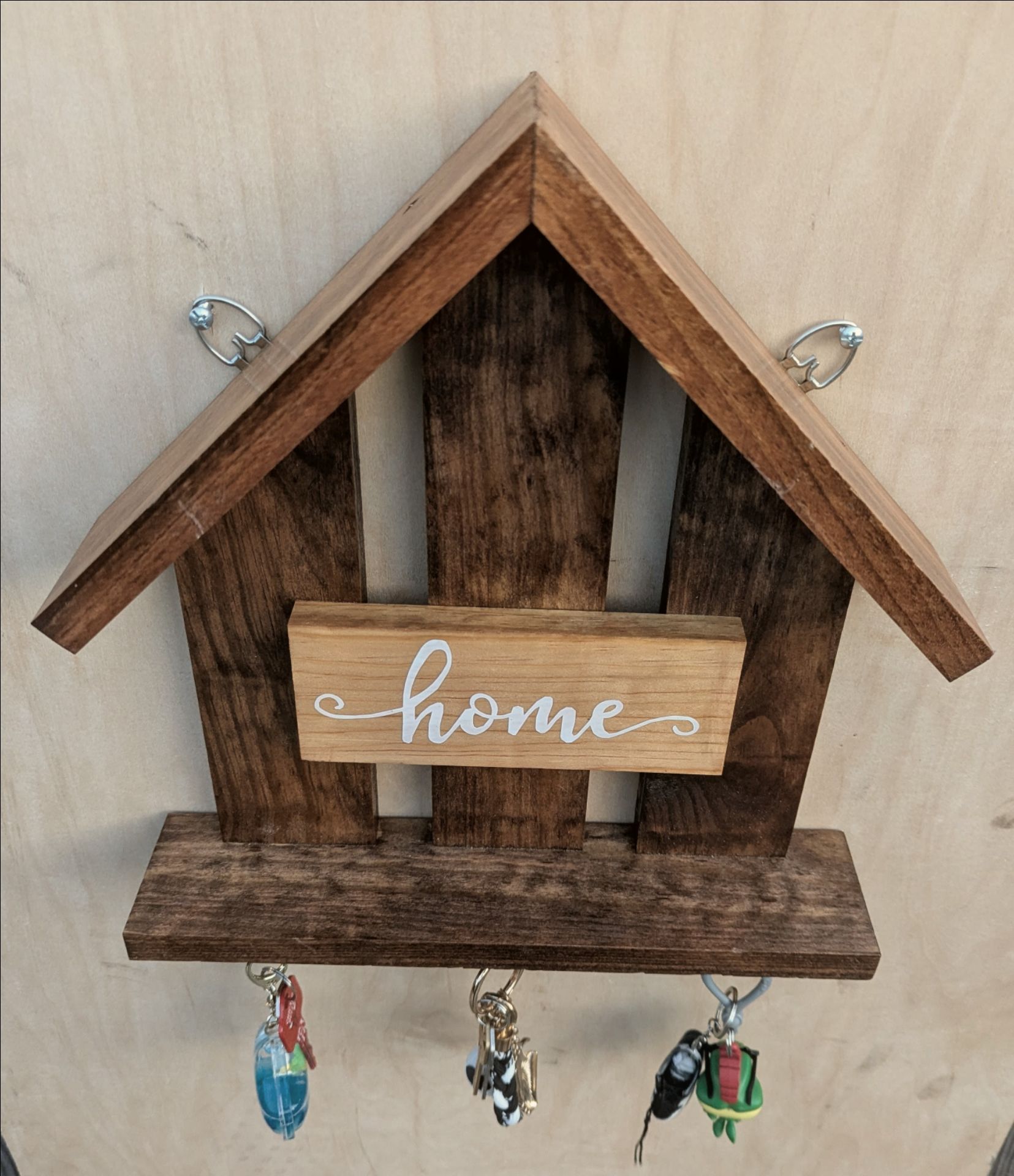 Handmade Rustic Wooden Wall Key Holder (16" x 12.5") - photo 2