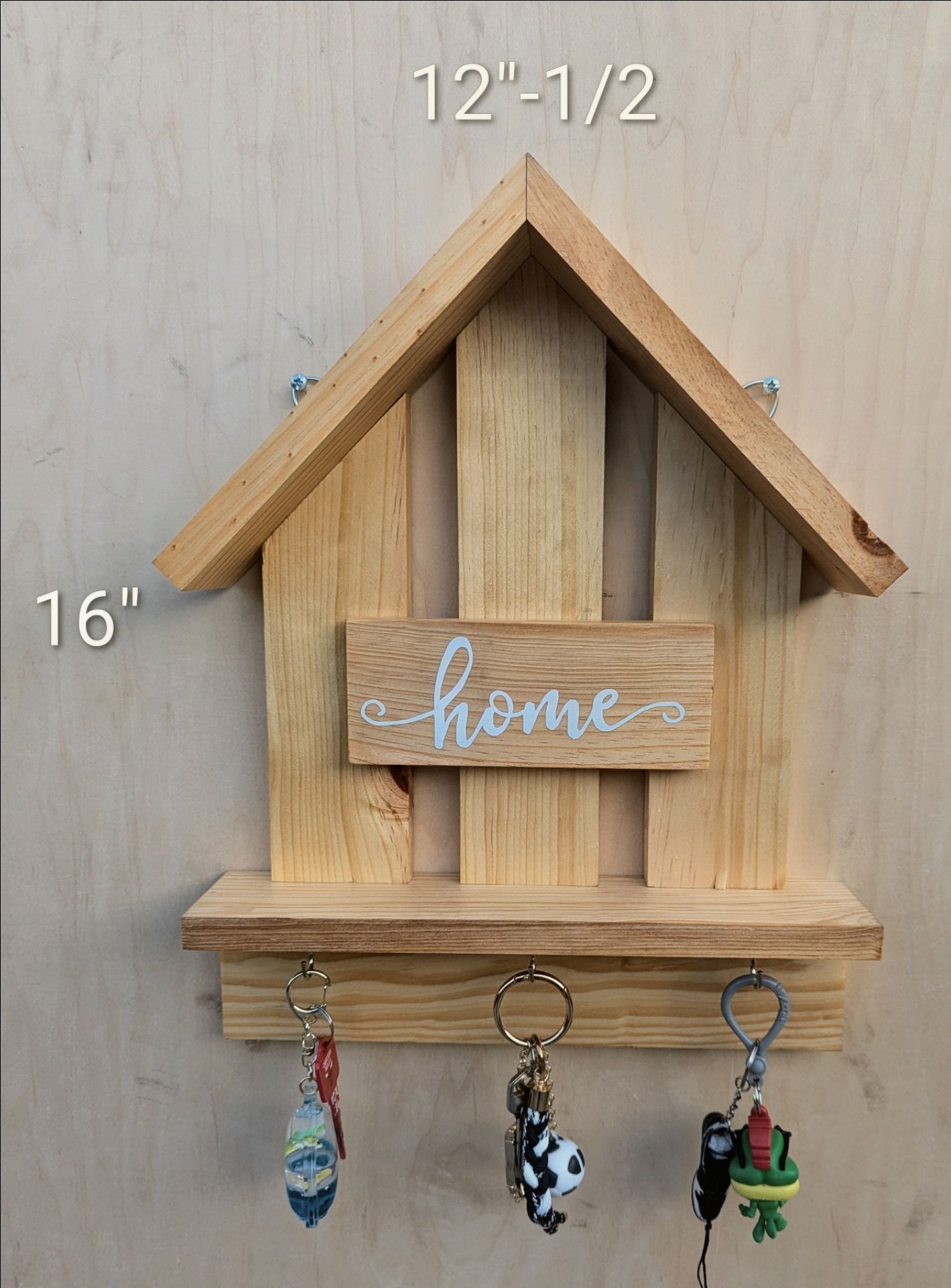 Handmade Rustic Wooden Wall Key Holder (16" x 12.5") - photo 5