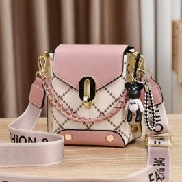 Crossbody Bag with Braided Handle and Teddy Bear Charm - photo 2