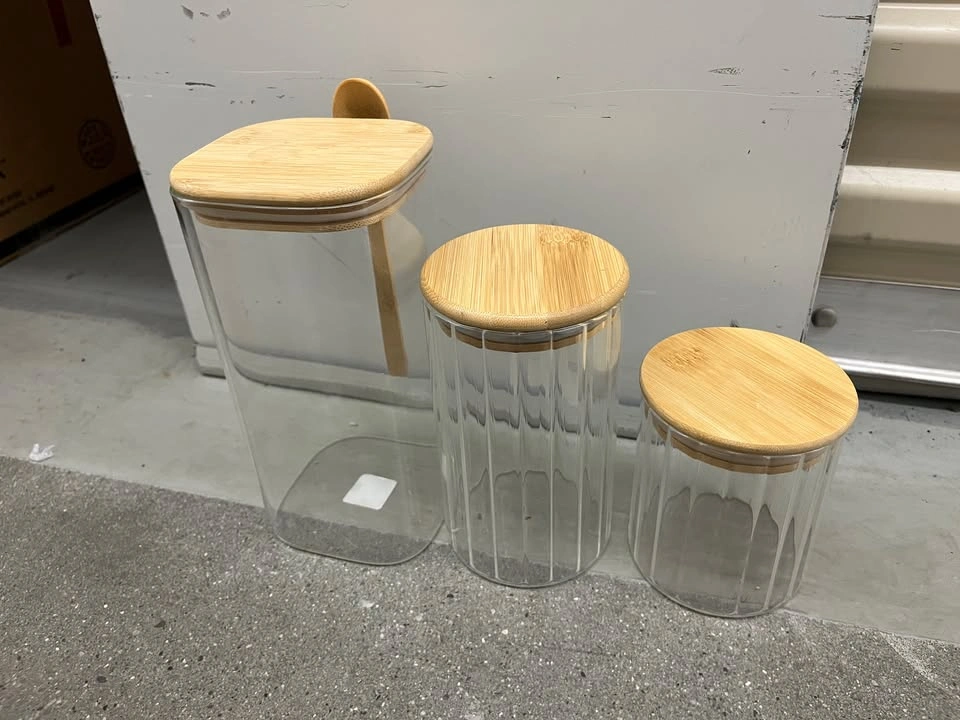 Set of 3 Glass Canisters with Bamboo Lids – Kitchen Organization - photo 2