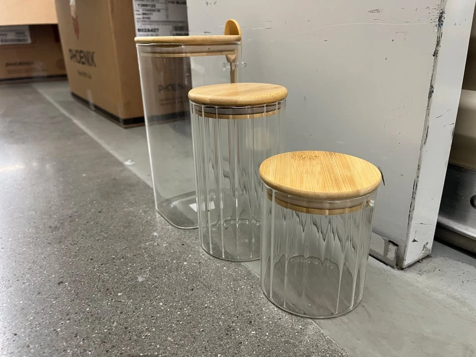 Set of 3 Glass Canisters with Bamboo Lids – Kitchen Organization - photo 3