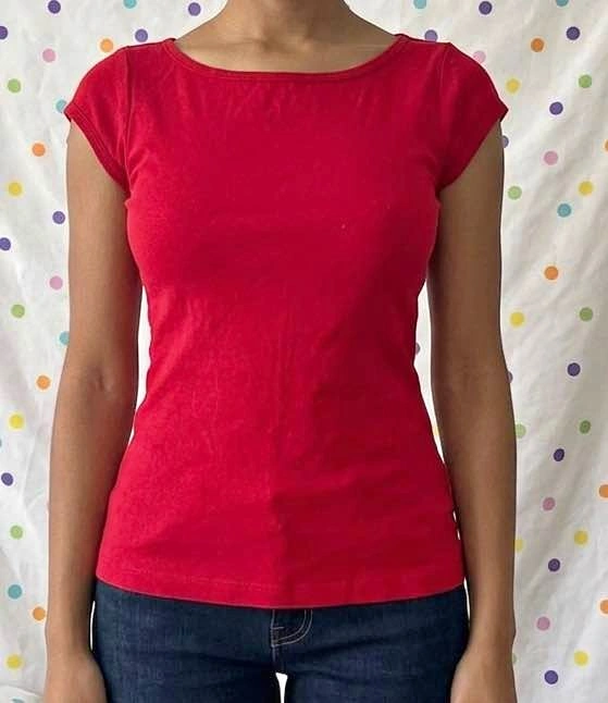Red Cap Sleeve T-Shirt XS
