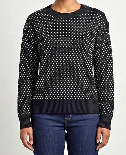 Black & Gold V Dot Sweater XS