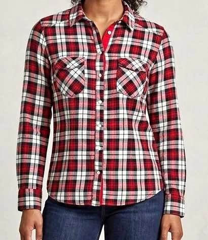 Red Plaid Button-Up Shirt - 10y