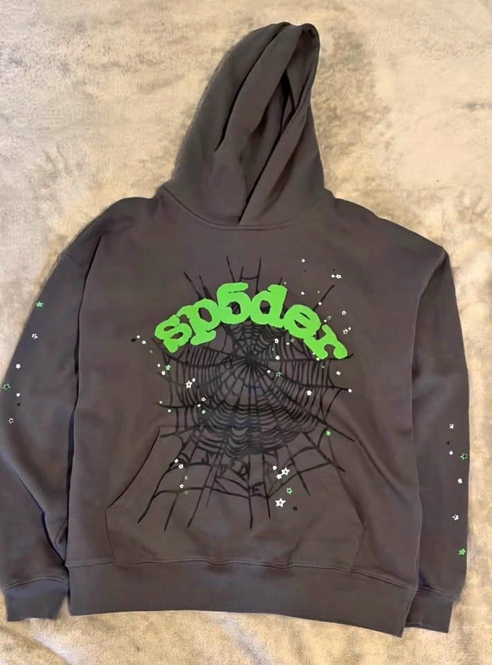 Gray green spider hoodie